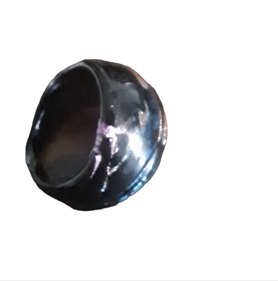 VTG espresso black marbled sparkle bits color hue BUBBLE glass ring thick  70's - Picture 2 of 8